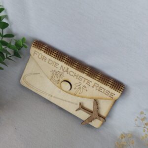 Hölzerner Geldumschlag "Für die nächste Reise" – Originelle Geschenkverpackung für Reise-Gutscheine