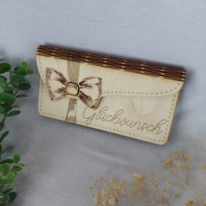 Umschlag aus Holz für besondere Anlässe "Glückwunsch"