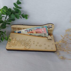 Hölzerner Geldumschlag "Happy Birthday" – Kreative Geschenkverpackung & Gutscheinkarte aus Holz